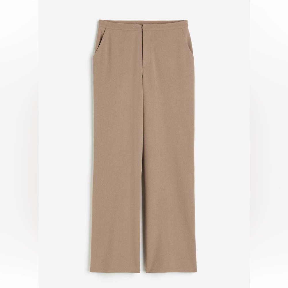 Stretch Tan Wide Leg Trousers